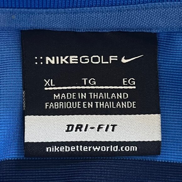 Nike Golf Polo Shirt Mens XL Blue Black Striped DriFit - Picture 5 of 8